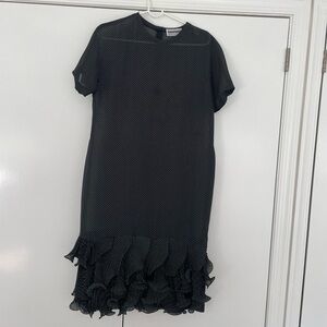 VINTAGE Made in Italy Midi Polka Dot Ruffle Dress Size L/XL